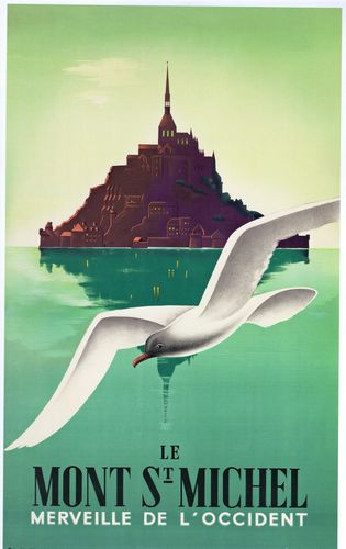 Vintage Mont Saint Michel France Tourism Poster A4/A3/A2/A1 Print