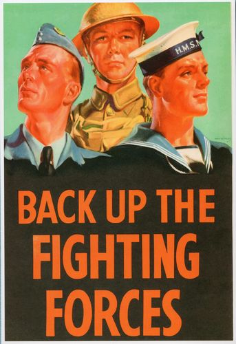 Vintage World War Two Back Up The Fighting Forces Poster A4/A3/A2/A1 Print