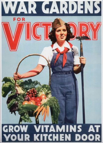 Vintage World War Two War Gardens For Victory Poster A4/A3/A2/A1 Print