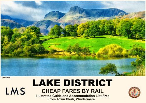 Vintage Style Railway Poster Langdale Lake District A4/A3/A2 Print