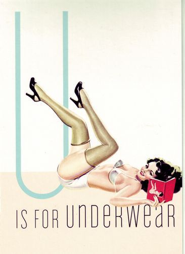 1950's Vintage Pin-Up Girl U For Underwear  Poster  A3 / A2 Print