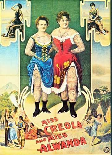 1904 German Circus Tattooed Ladies Poster  A3 / A2 Print