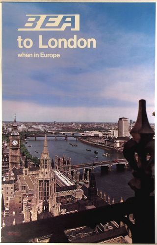 Vintage BEA Flights to London Poster A3 / A2 Print
