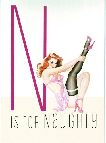 1950's Vintage Pin-Up Girl N For Naughty Poster  A3 / A2 Print