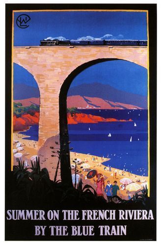 1920's French Rivierra By Blue Train Tourism Poster  A3 Print
