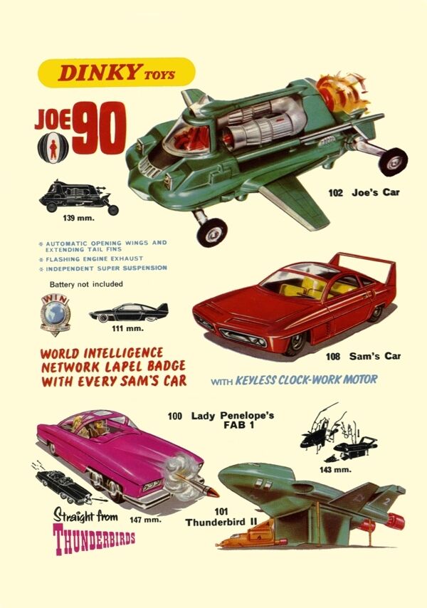 DINKY TOYS JOE 90 THUNDERBIRDS VEHICLES AD A3 or A2 REPRINT