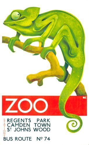 1935 London Zoo Chameleon Advertisement  Poster  A3 Print