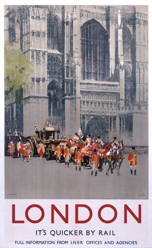 Vintage LNER London Royal Procession Railway Poster A3/A2 Print