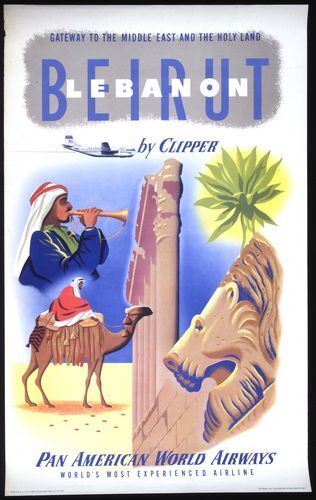 Vintage Pan Am Lebanon Beirut Poster A3 / A2 Print