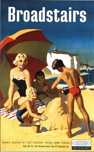 1950's British Rail Broadstairs Railway Poster A3/A2 Print