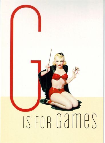 1950's Vintage Pin-Up Girl G For Games Poster  A3 / A2 Print