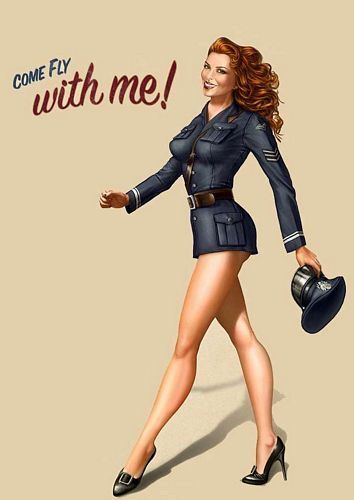 World War 2 US Military Pin Up Come Fly With Me Poster A3 Reprint