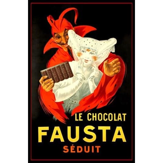 Adorable 1920’s French Advertisement For Fausta Chocolates 