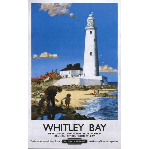 British Rail Whitley Bay Lighthouse Railway Poster A3/A2/A1 