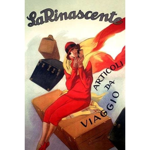 Elegant Art Deco 1920’s Italian Advertisement For Luggage 