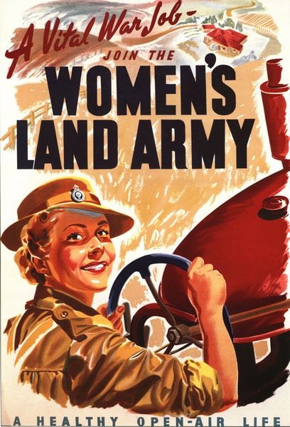 Vintage WW2 Women's Land Army Recruitment Poster A3/A2/A1 Print