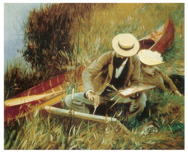 Sargent - Paul Helleu Sketching (1889) Art Canvas/Poster Print A3/A2/A1