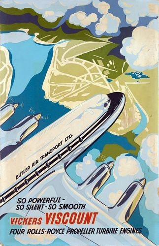 Vintage Vickers Viscount 1950's Aviation Poster A3 Print – Vintage ...