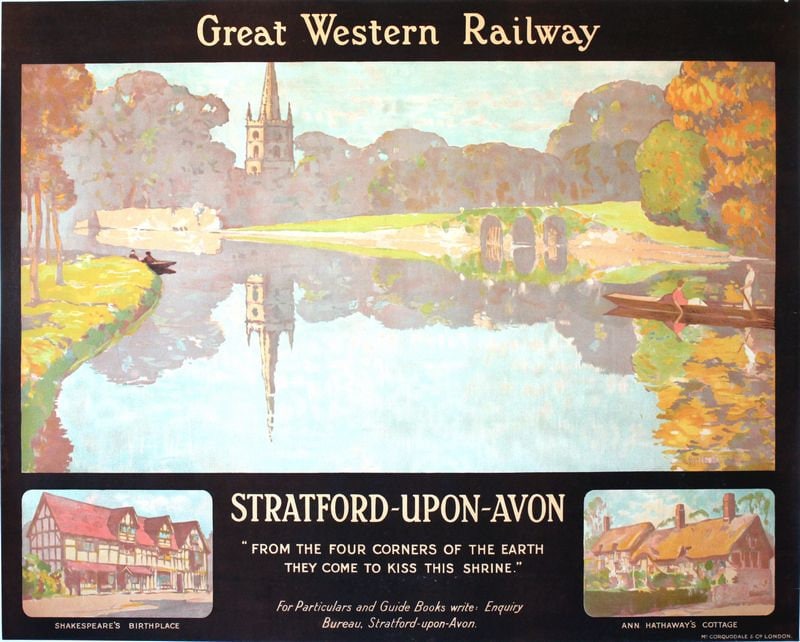 Vintage GWR Stratford Upon Avon Railway Poster Print A3/A4