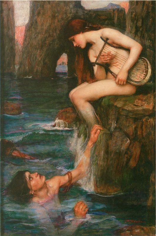 The Siren by John Waterhouse A3/A2/A1 Art Print/Canvas