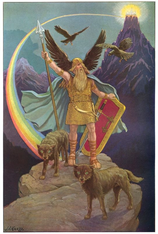 Odin in Asgard by J Augustus Knapp A3/A2/A1 Art Print/Canvas