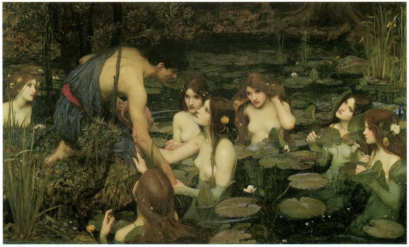 Hylas and The Nymphs by John Waterhouse A3/A2/A1 Art Print/Canvas