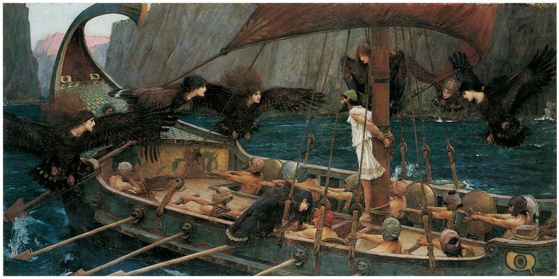 Ulysses and The Sirens by John Waterhouse A3/A2/A1 Art Print/Canvas