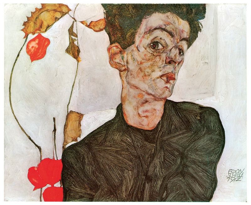 Self Portrait by Egon Schiele A3/A2/A1 Art Print/Canvas