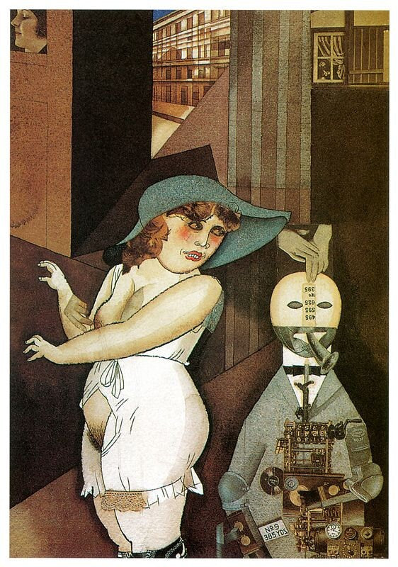 Dawn Marries Her Pedantic Automaton George by Grosz A3/A2/A1 Art Print/Canvas