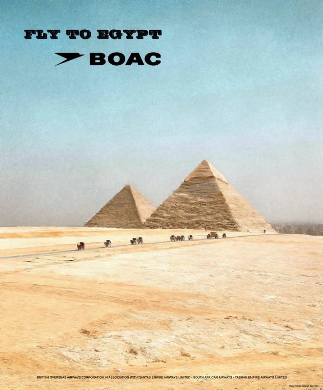 Vintage Style Airline Poster BOAC to Egypt A4/A3/A2 Print