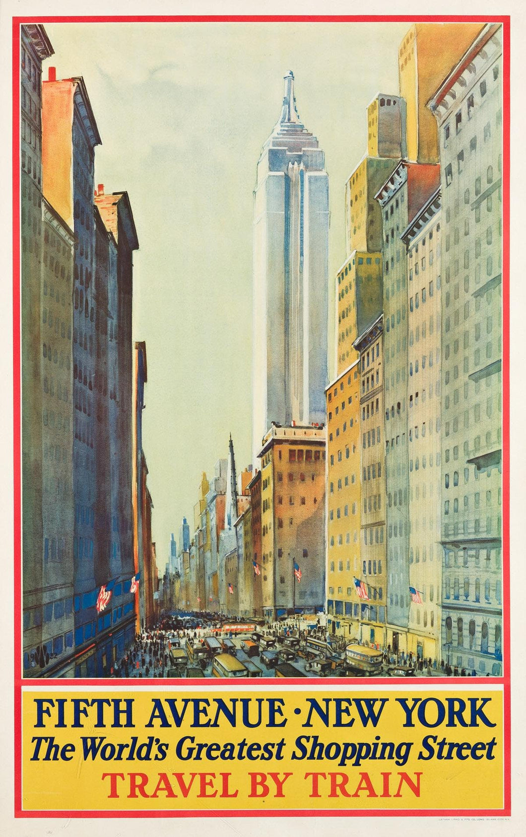 Vintage Fifth Avenue New York Poster Print A3/A4