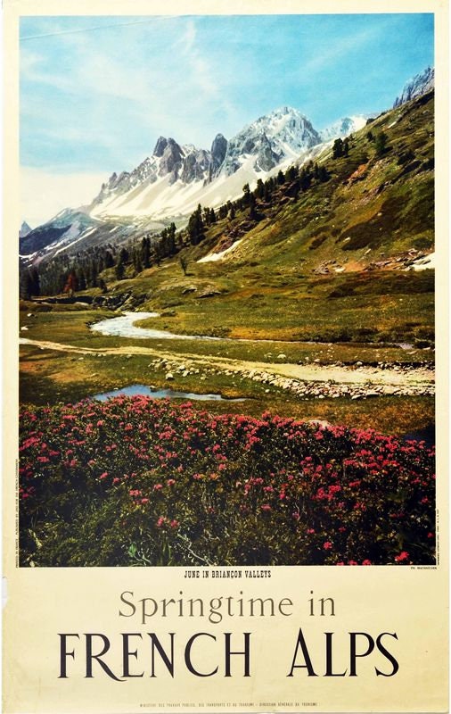 Vintage Springtime In The French Alps Tourism Poster Print A3/A4