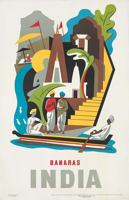 Vintage Banaras Varanasi India Tourism Poster Print A3/A4