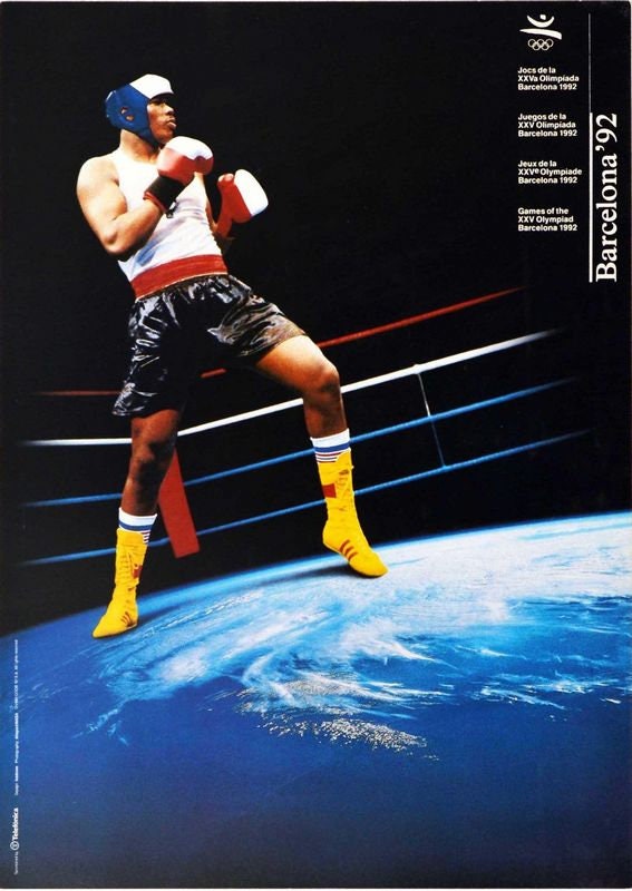 Vintage 1992 Barcelona Olympic Games Boxing Poster Print A3/A4