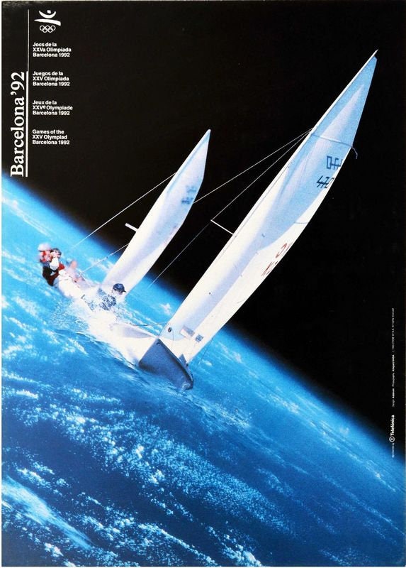 Vintage 1992 Barcelona Olympic Games Sailing Poster Print A3/A4