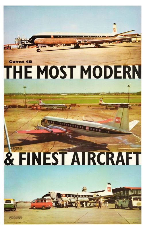 Vintage 1950's BEA Modern Aircraft Airline Poster Print A3/A4