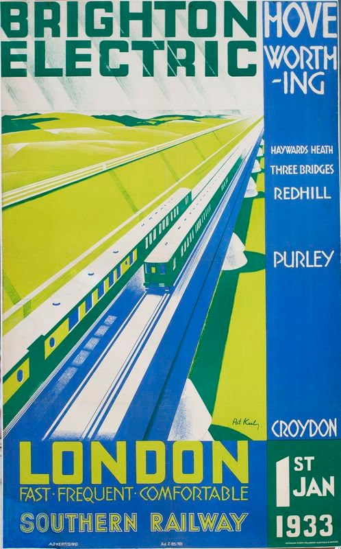 Vintage 1933 Southern Railway Electric Trains To Brighton Railway Poster Print A3/A4