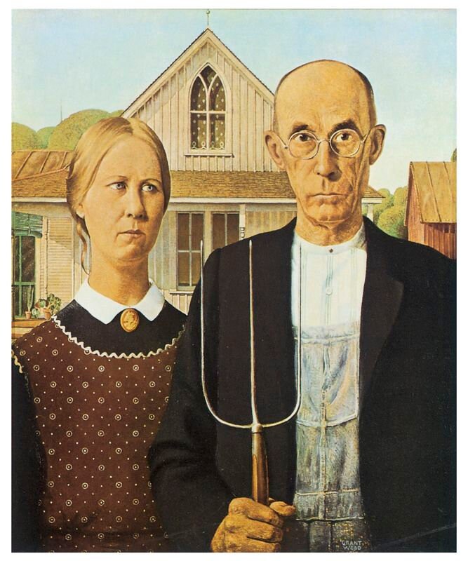 American Gothic by Grant Wood A3/A2/A1 Art Print/Canvas