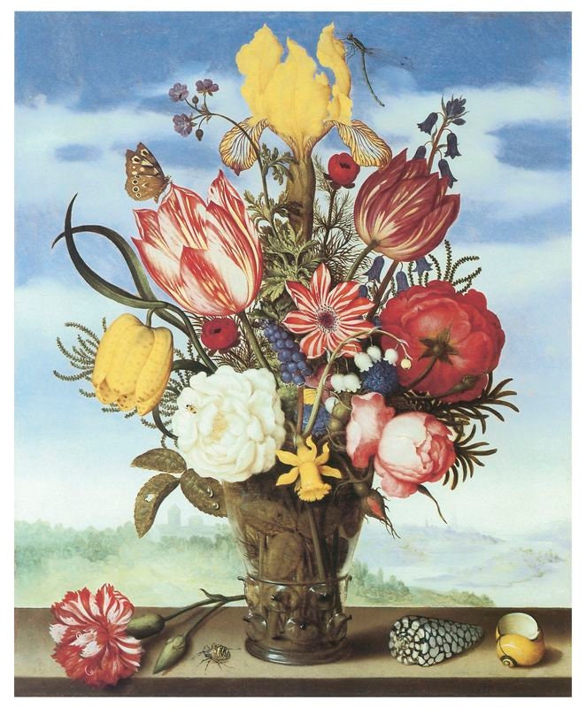 Bouquet of Flowers on a Ledge by Ambrosius Bosschaert A3/A2/A1 Art Print/Canvas