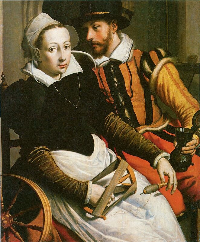 Man and Woman at a Spinning Wheel by Pieter Pietersz A3/A2/A1 Art Print/Canvas