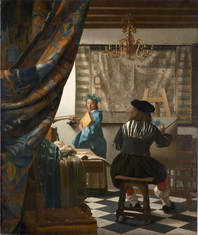 The Artist In His Atelier by Jan Vermeer A3/A2/A1 Art Print/Canvas