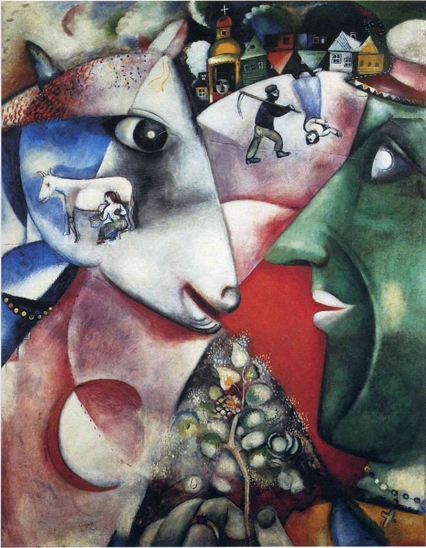 I and The Village by Marc Chagall A3/A2/A1 Art Print/Canvas