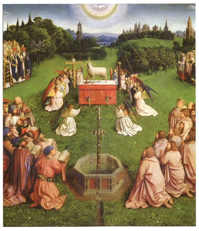 Section of The Adoration of the Lamb by Van Eyck A3/A2/A1 Art Print/Canvas