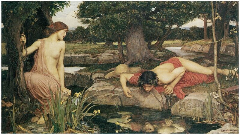 Echo and Narcissus by John Waterhouse A3/A2/A1 Art Print/Canvas