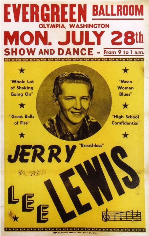 Vintage Jerry Lee Lewis Concert Poster Print A3/A4