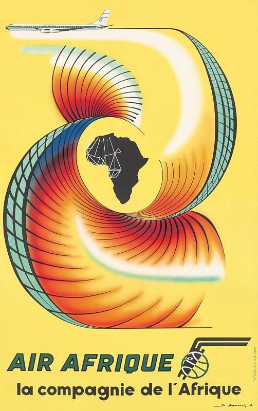 Vintage Air Afrique African Airline Poster Print A3/A4