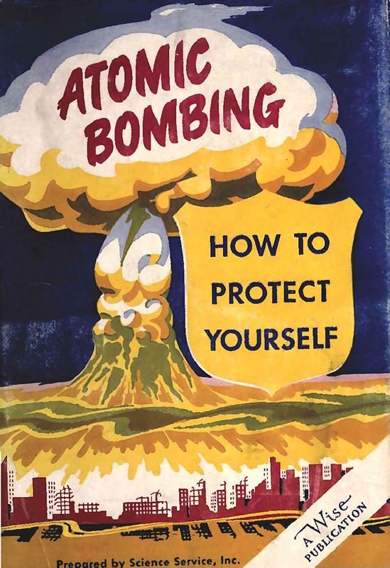 Vintage 1950s How To Protect Yourself From Atomic Bombing Poster Print A3/A4