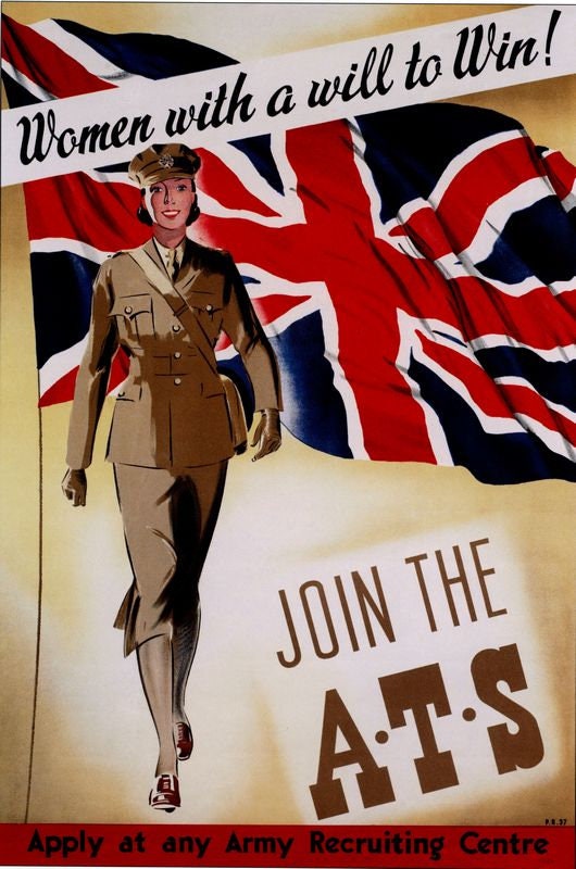 Vintage World War Two Womens ATS Recruitment Poster Print A3/A4