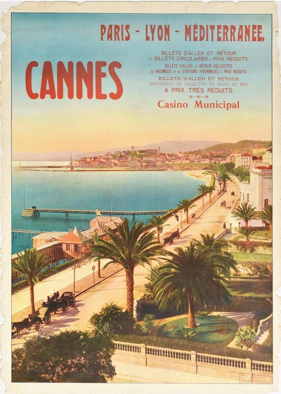 Vintage Cannes France Tourism Poster Print A3/A4