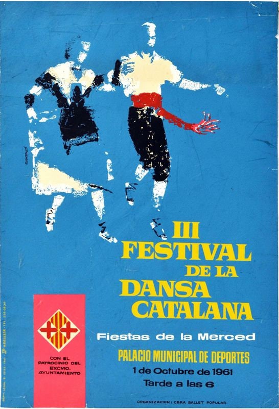 Vintage 1961 Catalan Dance Festival Tourism Poster Print A3/A4